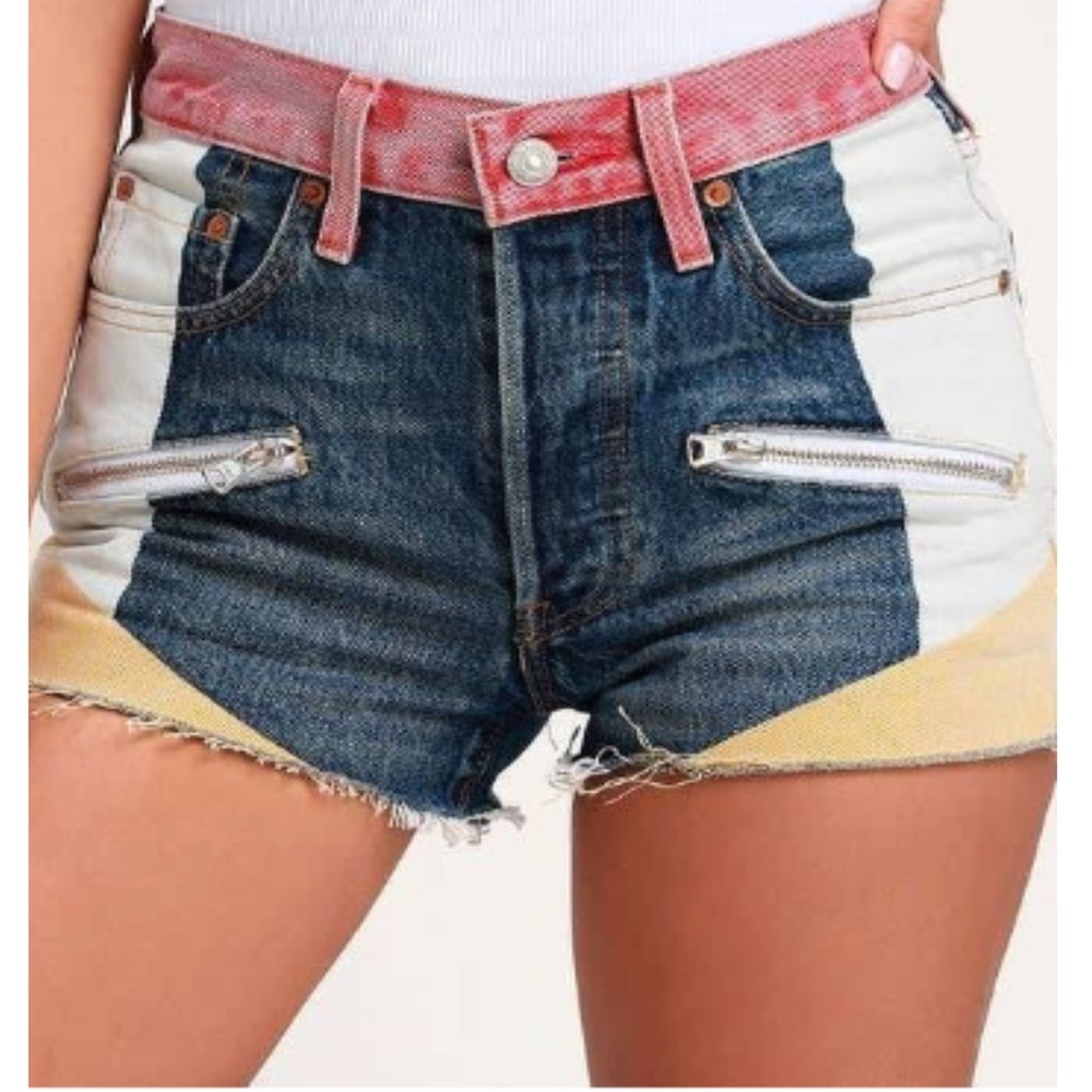 RARE Levi's Premium 501 High Rise Colorblock Denim Shorts